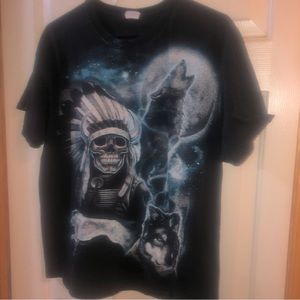 Wolf and skull Native American tshirt